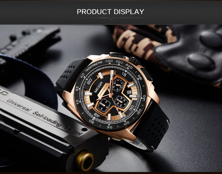 OVERFLY MEGIR Sports Chronograph Watch For Men NOW IN INDIA 2056 Blac TheWatchShop.in