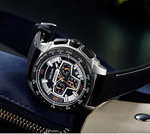 MEGIR Sports Chronograph Watch For-Men(NOW IN INDIA)-2056-Silver