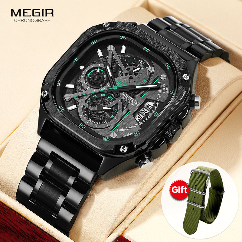 MEGIR Analog Chronograph Luxury Men's Watch (With Extra Nylon Strap)