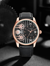 OVERFLY Tomi Gear Face Watch Mens Luxury Analog Watch with Black & Brown Strap Combo Set For Men