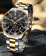 OLEVS Mens Watch Analog Chronograph Luxury Two Tone Stainless Steel Wrist Watch For Men