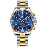 OLEVS Mens Watch Analog Chronograph Luxury Two Tone Stainless Steel Wrist Watch For Men