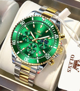 OLEVS Mens Watch Analog Chronograph Luxury Two Tone Stainless Steel Wrist Watch For Men