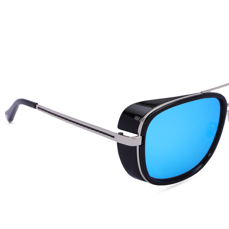 Tony Stark Blue Black Unisex Sunglasses (3023-Gold-Blue