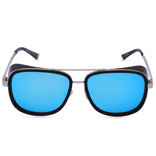 Tony Stark Blue & Black Unisex Sunglasses (3023-Gold-Blue)