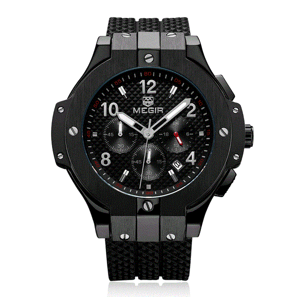 OVERFLY MEGIR Chronograph Luxury Men's Watch(2050-Black)