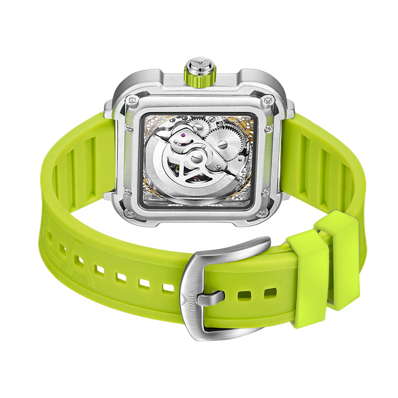 OVERFLY NOW IN INDIA - Square Dial Men's Automatic Mechanical Watch (Green)