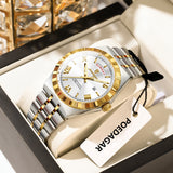 POEDAGAR Mens Watch Analog Multifunction Luxury Golden Wrist Watch For Men