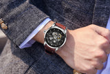 OVERFLY OUBAOER Automatic Skeleton Mechanical Luxury wrist Watch For Men