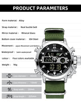 OVERFLY BIDEN Mens Dual Time Chronograph Luxury Wrist Watch For Men Analog-Digital Watch