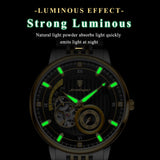 POEDGAR Automatic Mechanical Luxury skeleton wrist watch stainless steel strap Analog Watch For Men