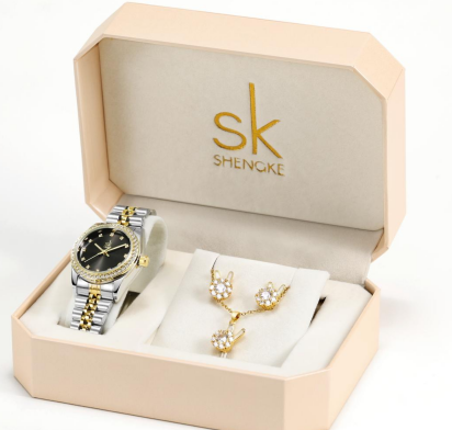 OVERFLY SHENGKE Analog Watch with Jewellery Combo Set For Ladies(K0156-Black)
