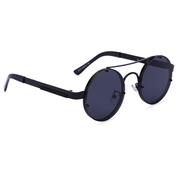 Steampunk Black With UV Protected Unisex Sunglasses (8151-Black-A)