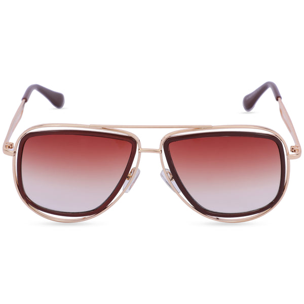 New Stylish Oversize Unisex  Sunglasses (6629-Gold-Brown)