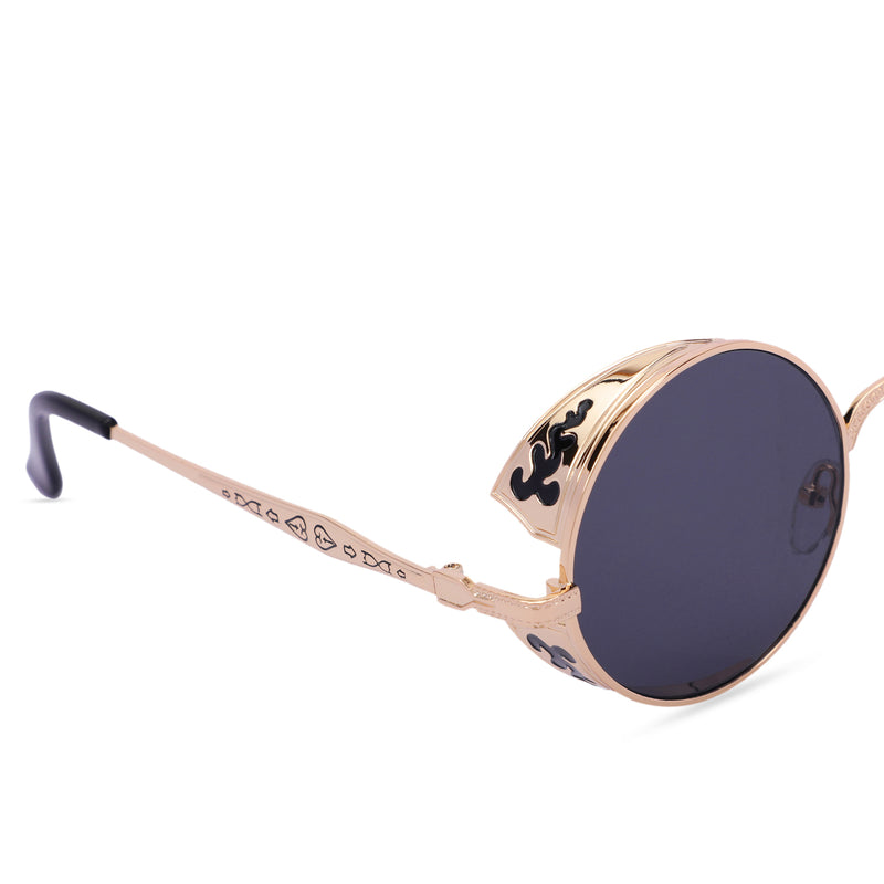 Wayfarer New Style Unisex Sunglasses (A371-Blk-Gold)