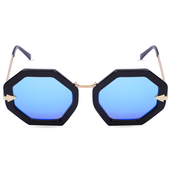 The Classic & Stylish  With Golden Frame UV Protected Sunglasses For Unisex (X2719-Blue)
