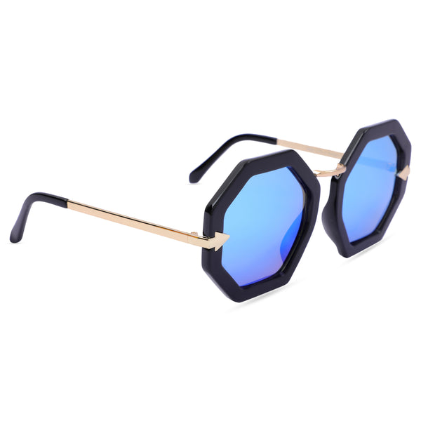 The Classic & Stylish  With Golden Frame UV Protected Sunglasses For Unisex (X2719-Blue)