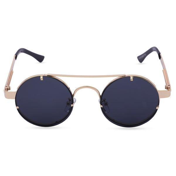 Steampunk Classy Look Unisex Sunglasses (8151-Black-Gold)