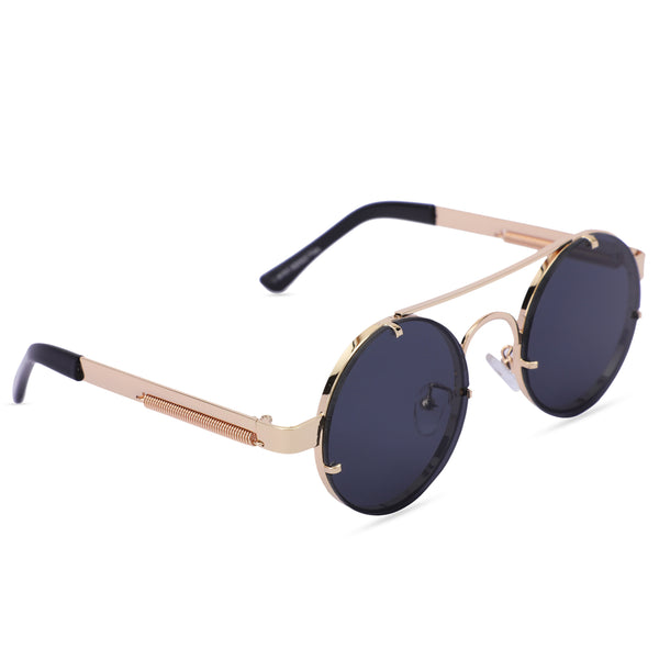 Steampunk Classy Look Unisex Sunglasses (8151-Black-Gold)