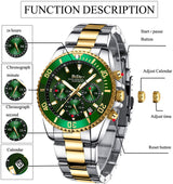 OVERFLY BIDEN Mens Watch Analog Chronograph Luxury wrist Watch for Men