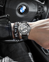 TEVISE Mens Watch Automatic Mechanical Luxury with Black Leather strap wrist Watch for Men