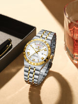 POEDAGAR Mens Watch Analog Multifunction Luxury Golden Wrist Watch For Men