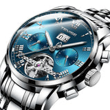 OVERFLY TEVISE Automatic Chronograph Luxury Watch for Men (T9005-Blue-Silver)