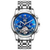 TEVISE Automatic Mechanical Luxury skeleton wrist watch stainless steel strap Analog Watch For Men