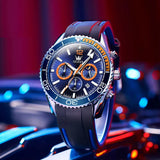 OLEVS Mens Watch Analog Chronograph Luxury Green Silicon Strap Wrist Watch For Men