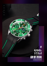 OLEVS Mens Watch Analog Chronograph Luxury Green Silicon Strap Wrist Watch For Men