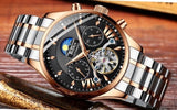 OVERFLY BIDEN MENS Automatic Skeleton Mechanical Multifunction wrist Watch For Men