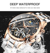 OVERFLY BIDEN MENS Automatic Skeleton Mechanical Multifunction wrist Watch For Men