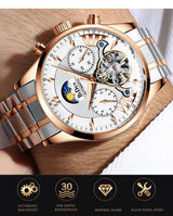 OVERFLY BIDEN MENS Automatic Skeleton Mechanical Multifunction wrist Watch For Men