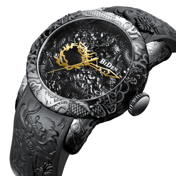 OVERFLY BIDEN Analog Dragon Dial Luxury Men's Watch (NOW IN INDIA)(BD-8041-Black)