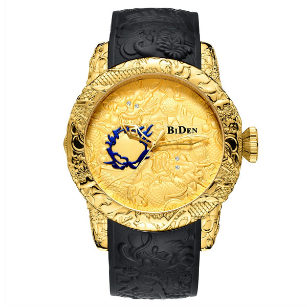 OVERFLY BIDEN Analog Dragon Dial Luxury Men's Watch (NOW IN INDIA)(BD-8041-Black-Gold)