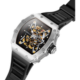 OVERFLY Onola Automatic Mechanical Skeleton Unique Dial Luxury Men's Watch (NOW IN INDIA)3829-Black-Silver