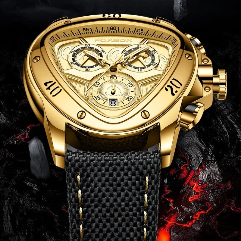 OVERFLY FOXBOX Analog Chronograph with Date Display MilitaryWatch F or-Men (FB26-Gold)