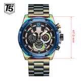 T5 Mens Watch Luxury Analog Watch with Black & Silver Strap Combo Set For Men