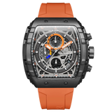 T5 Mens Watch Analog Chronograph Luxury Watch With Black Dial & Brown Silicone Strap Wrist Watch For Men
