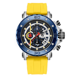 OVERFLY T5 Mens Watch Analog Chronograph Luxury Watch With Black Dial & Yellow Silicone Strap Wrist Watch For Men