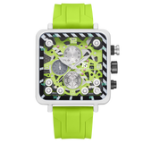 T5 Mens Watch Analog Chronograph Luxury Watch With Green Silicone Strap Wrist Watch For Men