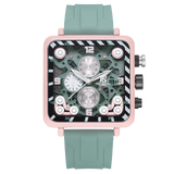 T5 Mens Watch Analog Chronograph Luxury Watch With Green Silicone Strap Wrist Watch For Men
