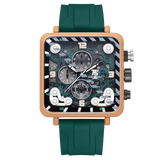 T5 Mens Watch Analog Chronograph Luxury Watch With Green Silicone Strap Wrist Watch For Men