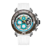 T5 Mens Watch Analog Chronograph Luxury Watch With White Dial & Grey White Silicone Strap Wrist Watch For Men