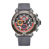 T5 Mens Watch Analog Chronograph Luxury Watch With White Dial & Grey White Silicone Strap Wrist Watch For Men