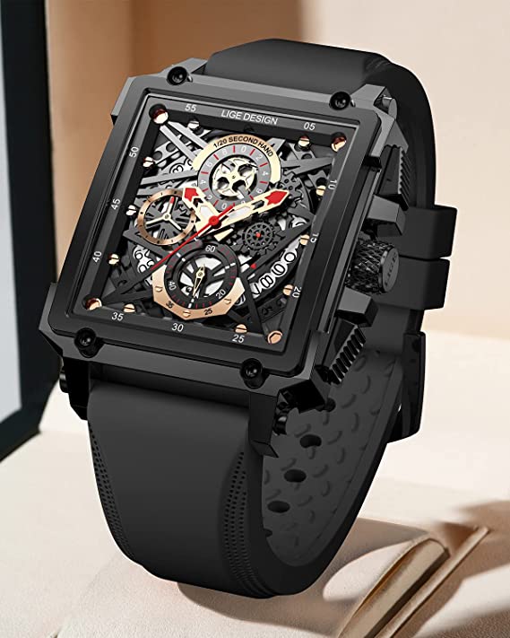 OVERFLY LIGE NOW IN INDIA - Square Dial Men's Analog Chronograph Watch (Black)