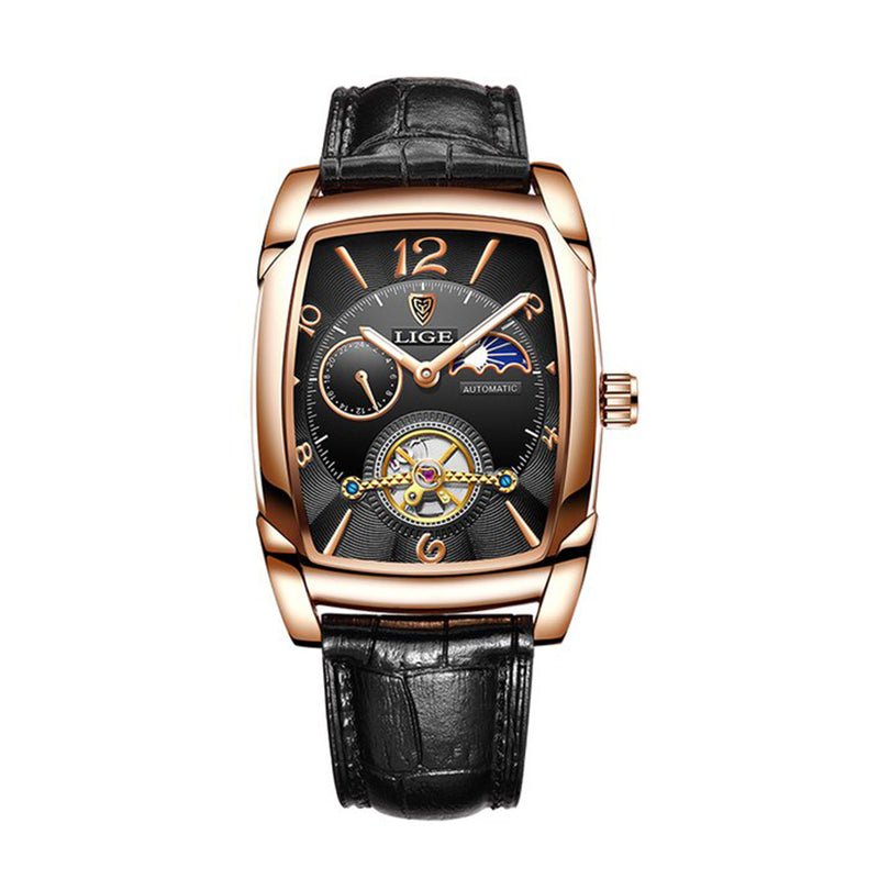 OVERFLY LIGE Automatic Mechanical Unique Dial Luxury Men's Watch (NOW IN INDIA)8949-Black-RG