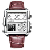 OVERFLY LIGE Mens Watch Analog Digital Dual Time Square Dial Luxury wrist Watch For Men