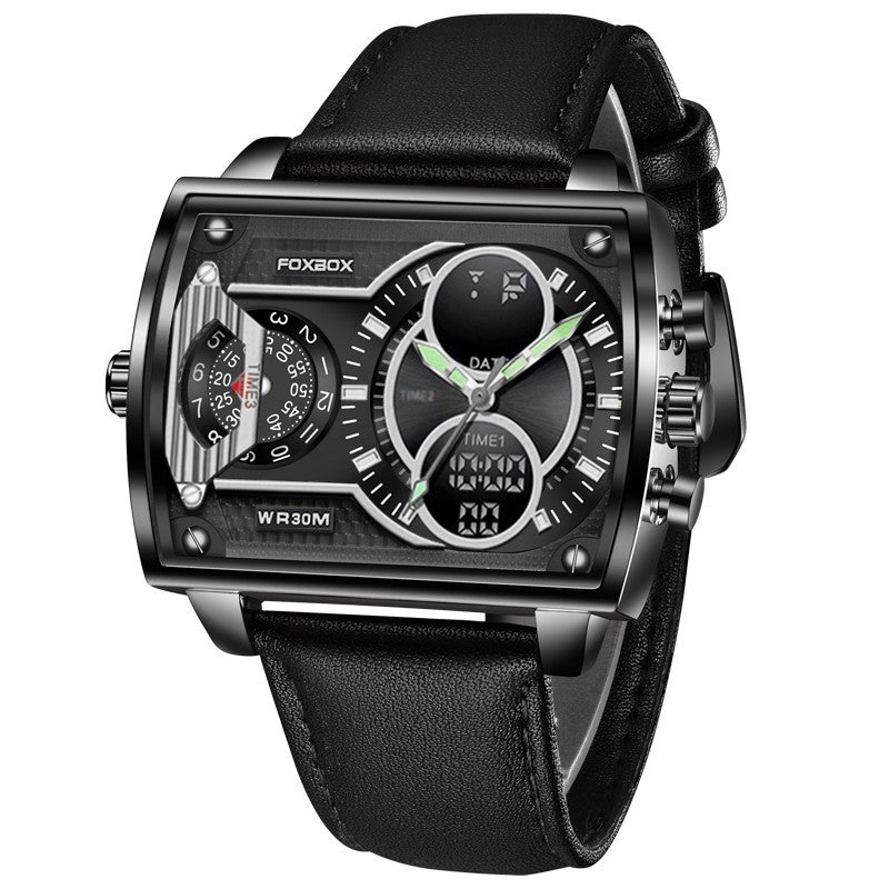 OVERFLY FOXBOX 3 Time Zones Analog Digital Luxury Chronograph