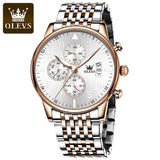 OLEVS Mens Watch Analog Chronograph Luxury Black with Rose Gold Wrist Watch For Men